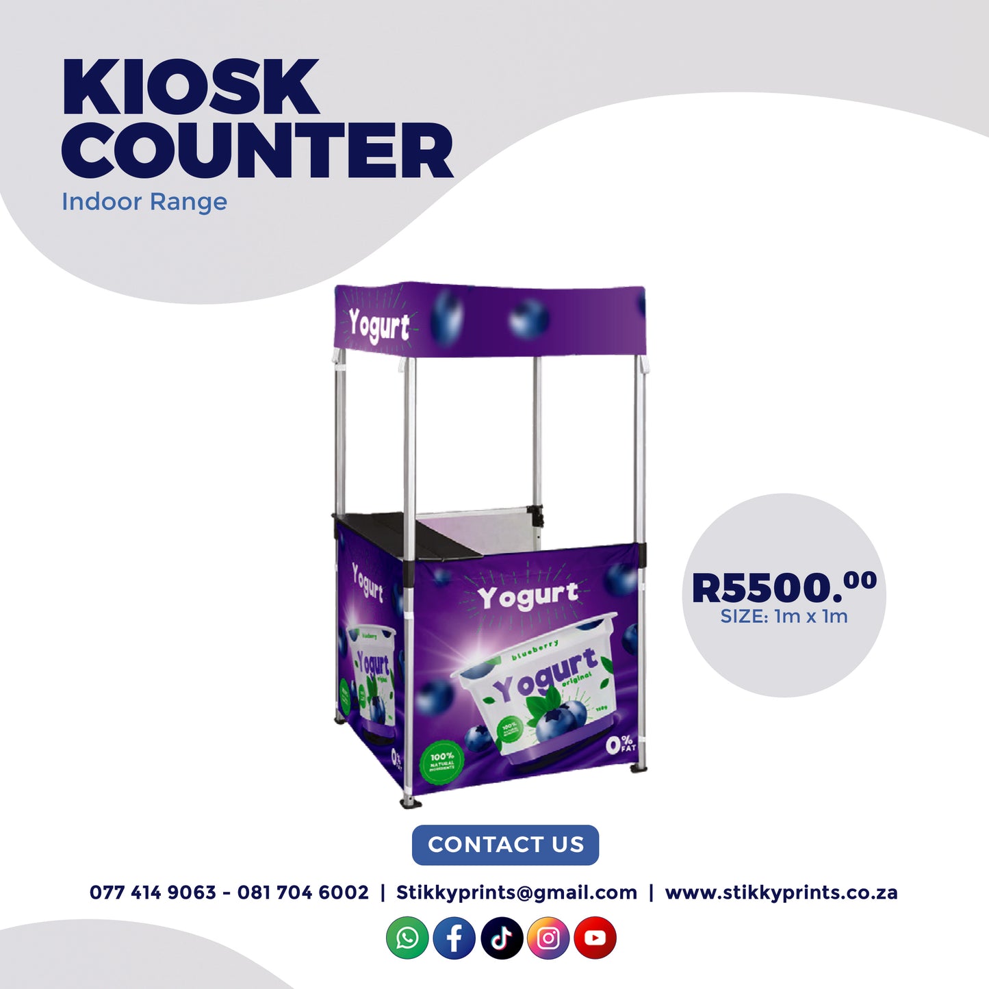 Promo Kiosk Counter - 1m x 1m (Complete Frame)