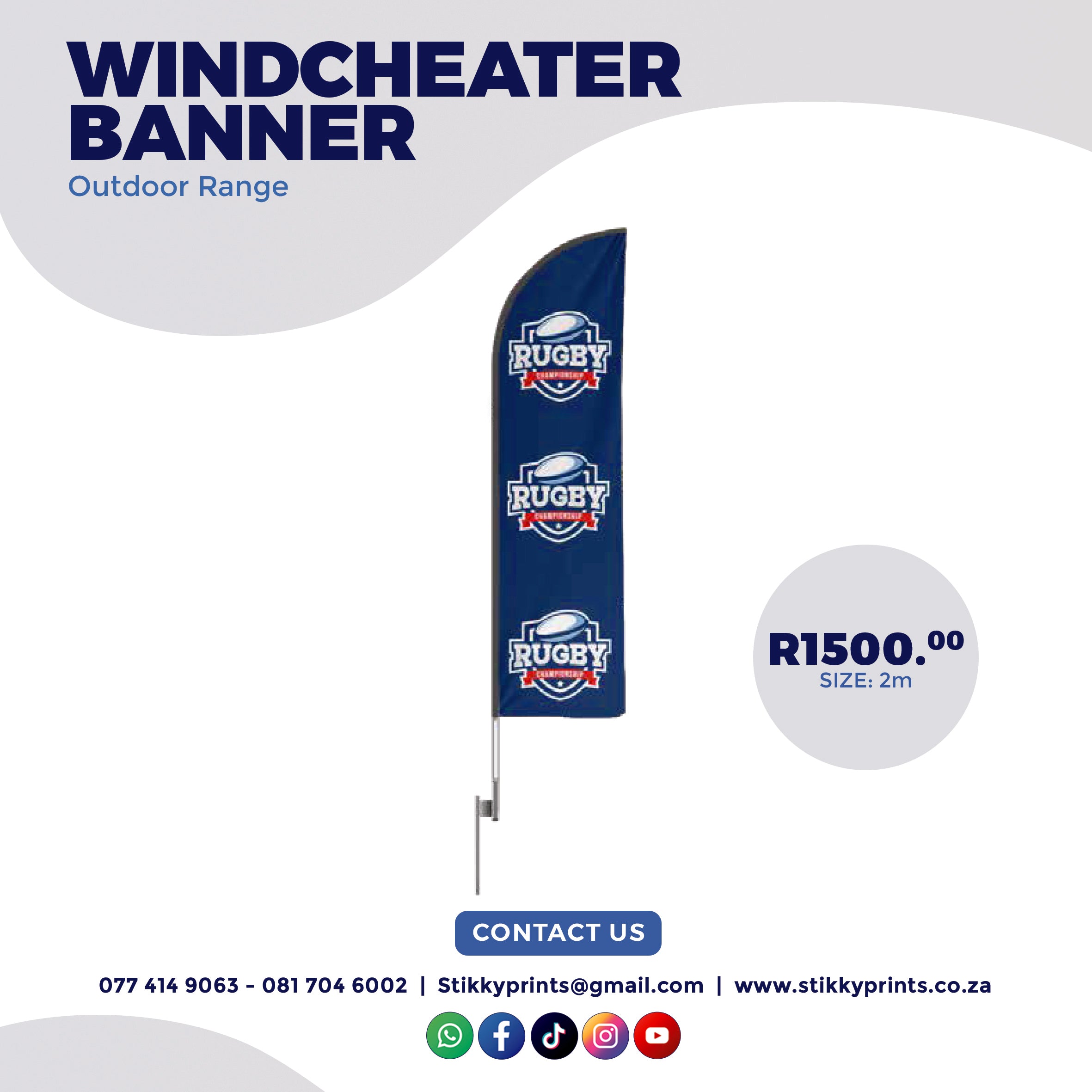 Windcheater Banner - 2m Size Banner – Stikkyprints