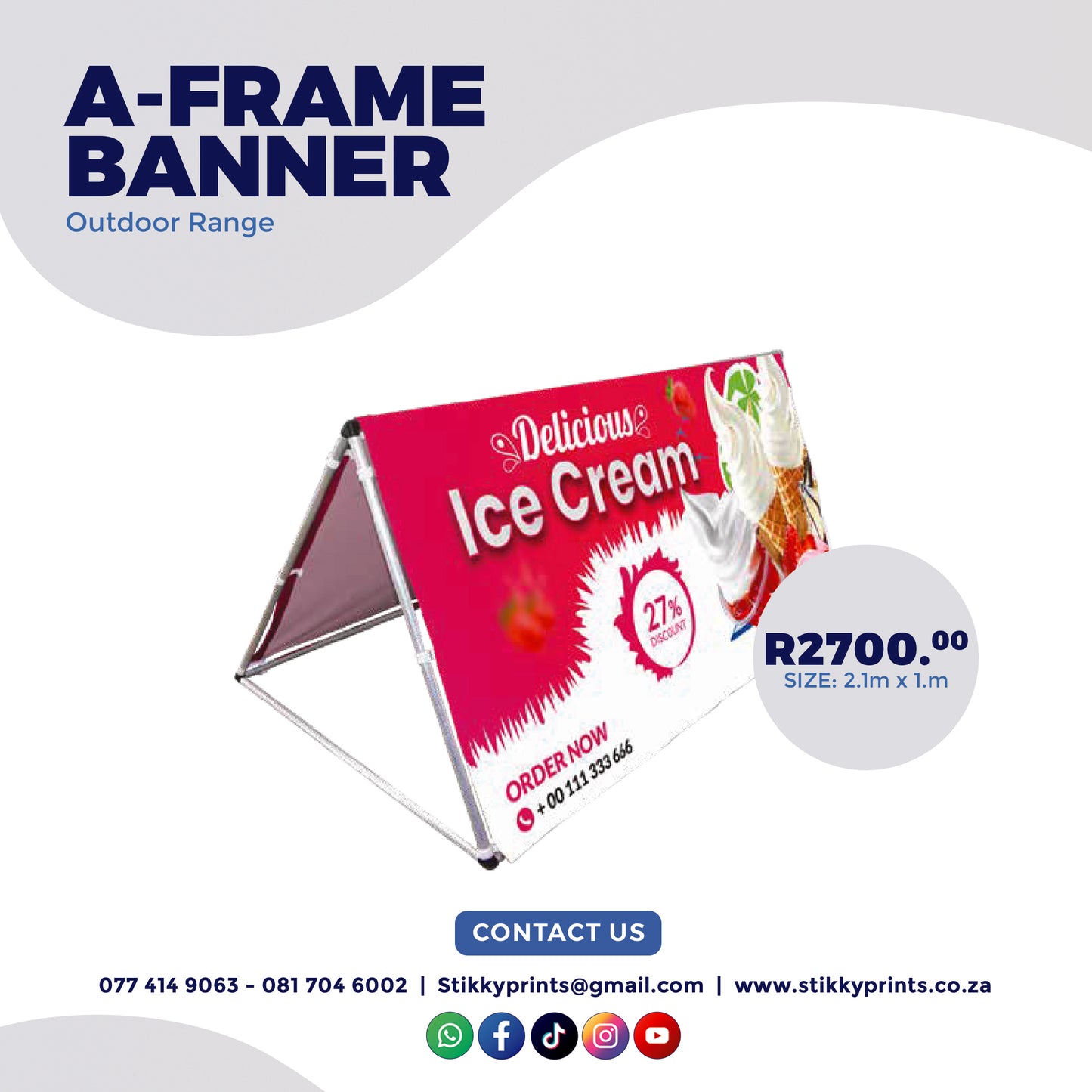 Personalized A-Frame Banner - 2.1m x 1m Size Banner
